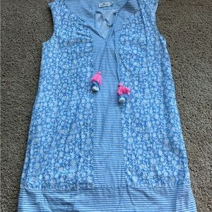 Vineyard Vines Border Otomi Sometset Tunic Floral Stripe Tassel Dress Small